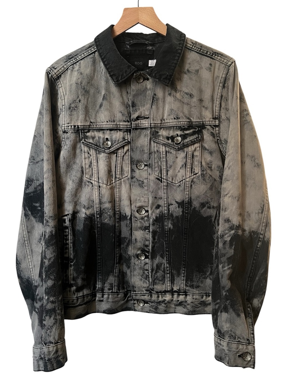 BDG Acid Washed Denim Trucker Jacket Black Gray Unisex